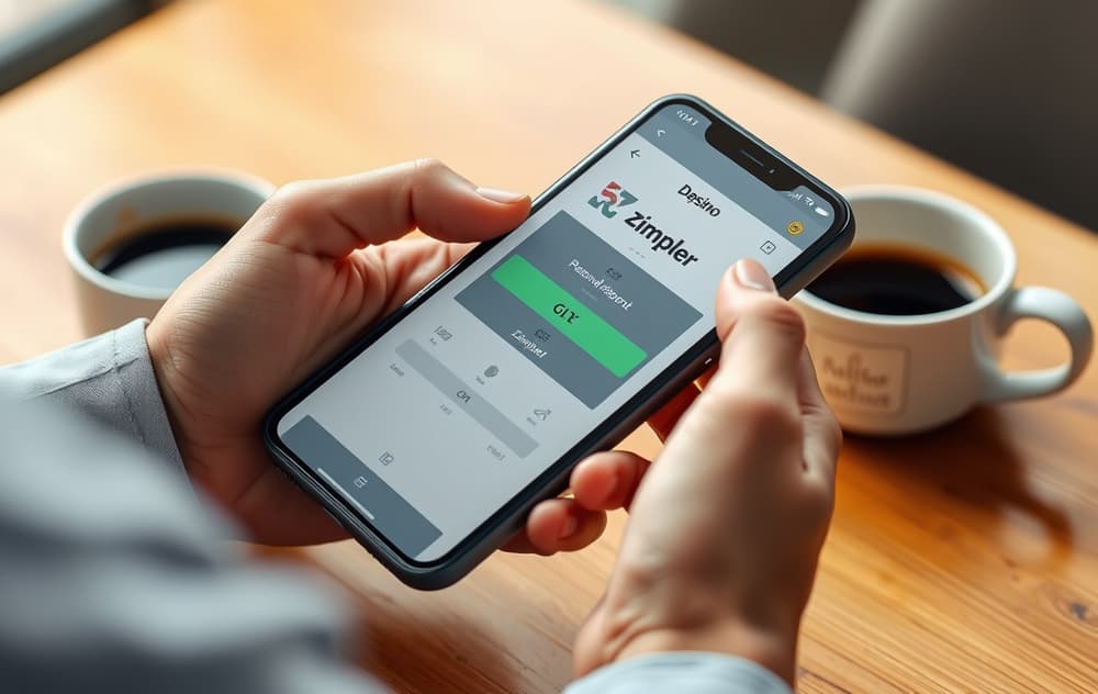 Person som setter inn penger på casino med Zimpler via mobiltelefon.