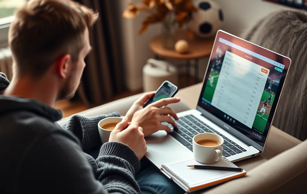 Norsk spiller sammenligner bettingsider på laptop og mobil