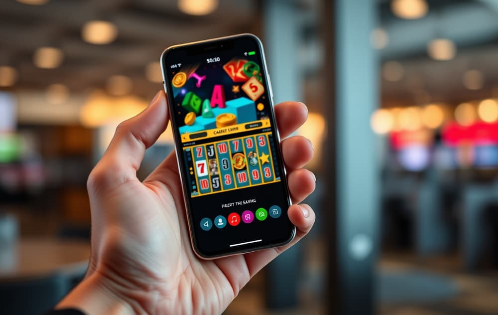 Person som spiller på mobilcasino med smarttelefon